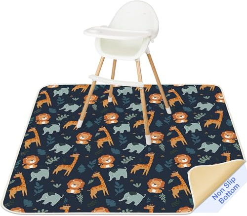 Unicorn Castle Hochstuhl Bodenmatte 107x117cm, wasserdichte Spritzmatte | Rutschfeste Spritzmatte für unter den Hochstuhl, waschbar. Ideal für Beikost, Malen und Picknicks im Freien