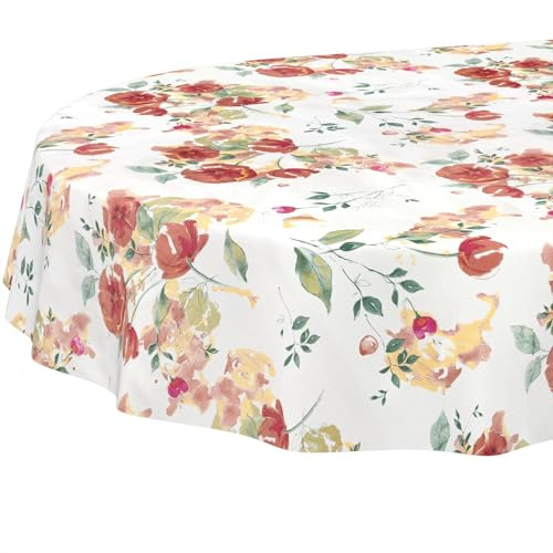 Wachstuchtischdecke Tischdecke abwaschbar Wachstischdecke pflegeleicht wasserabweisend Lotuseffekt Gartentischdecke Mohnblumen Oval 160 x 140 cm Schnittkante