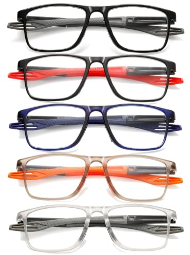 Hubeye Sports Reading Glasses for Men and Women Square Comfortable Blue Light Blocking Computer Reader