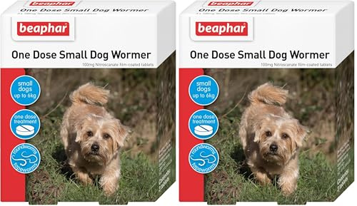 Beaphar – One Dose Worming Tablets – For Small Dogs Weighing up to 6kg – Kills Roundworms and Tapeworms - Veterinary medicine – 3 tablet pack (Pack of 2)