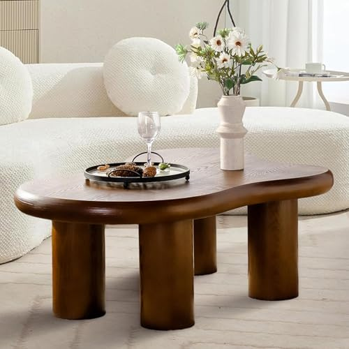FeiZhiYanS Wolken-Couchtisch, braun, wolkenförmig | unregelmäßig, asymmetrisch, einzigartiger Mitteltisch für Wohnzimmer und Schlafzimmer, mit 4 Beinen