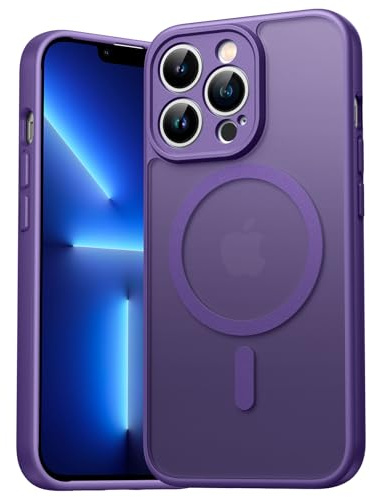 EASDNB Custodia per iPhone 13 Pro Magsafe con protezione per fotocamera, magnetica, per iPhone 13 Pro, resistente agli urti, antigraffio, opaca, cover posteriore protettiva per iPhone 13 Pro, viola