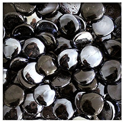 Kieskönig 500g Glasnuggets Glassteine Muggelsteine Mosaiksteine Tischdeko 25/30mm Schwarz irisierend