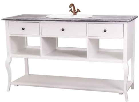 Casa Padrino Landhaus Stil Waschschrank Waschtisch Ohne Waschbecken Grau/Weiss - Bad Schrank