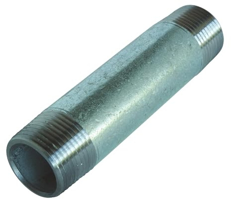 SOMATHERM FOR YOU, Bobine de fonte galvanisée 26/34, longueur 100mm, tube fileté pour réseaux, résistant à la corrosion, compatible avec tous raccords galva, gris, eau chaude/froide