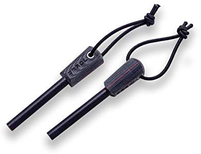 Joker Feuerstahl PD01, Micarta-Material Leinwand schwarz mit roter Leine, Werkzeug zum Angeln, Jagen, Camping und Wandern