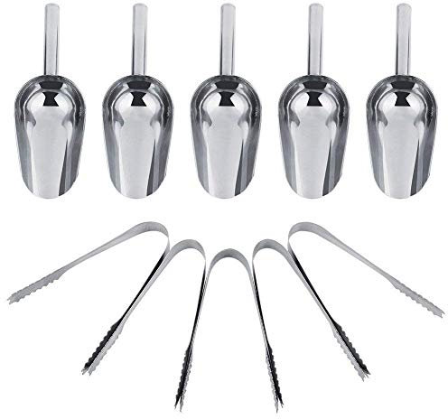 Anjing Lot de 5 pelles à Bonbons et 5 Pinces à glaçons pour Mariage, Buffet, Bar en Acier Inoxydable