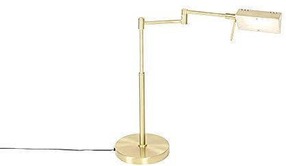 QAZQA - Modern Design Tischleuchte I Tischlampe I Lampe I Leuchte Gold I Messing inkl. LED mit Touch Dimmer - Notia Touch-funktion Dimmer I Dimmbar I Wohnzimmer I Schlafzimmer I Nachttischleuchte - St