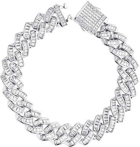 .iced-out. Cuban Link Panzerkette Armband - Baguette 12mm 18cm