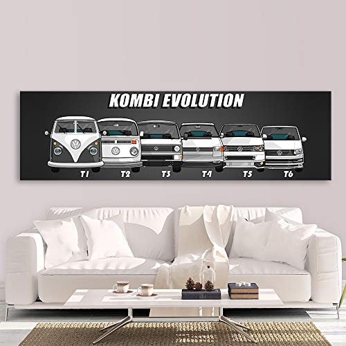Vintage Hot VW Bus Sportwagen Poster Klassisches Auto Nostalgische Leinwandbilder Wandkunst Wohnkultur HD Druck 1 Stück Bilder Rahmenlos (30x90 cm(ohne Rahmen))