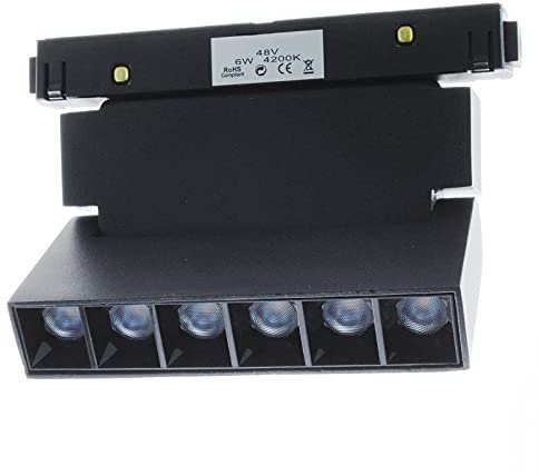 Faretto track LED 6W barra orientabile 180 gradi per binario magnetico luci vetrine, negozio, ufficio, quadri, Dimmerabile luce CCT 3000K 4000K 6400K alimentazione 48V