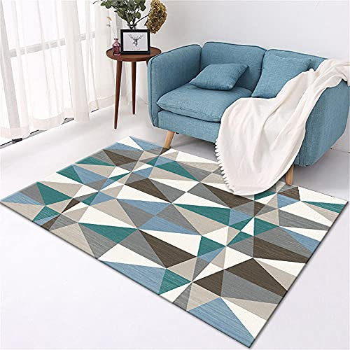 Outdoorteppiche Teppisch Blau braun geometrische Muster Teppich frisches Design Moderne Wohnzimmer Matte 60x90cm Teppich Auslegware