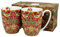 Duo Kollektion Art Gallery by William Morris Set von 2 Becher Strawberry Thief RED aus New Bone China Porzellan in Geschenkbox, klassischer Becher, Kaffee- und Teebecher, Füllmenge 380 ml