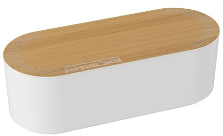 D-Line Kabelbox EU/CTULGEO/SW, Kabelmanagement-Box zum Kabel verstecken bei Kabelsalat – Groß, Weiß mit Holzoptik-Deckel