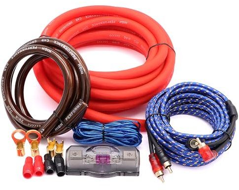 0 Gauge Car Amp Audio Wiring Kit – Welugnal 3000W Car Amplifier subwoofer Wiring Install kit for Your Radio, Subwoofers and Speakers Amp Power Wire,0 Gauge Wire OD:0.33