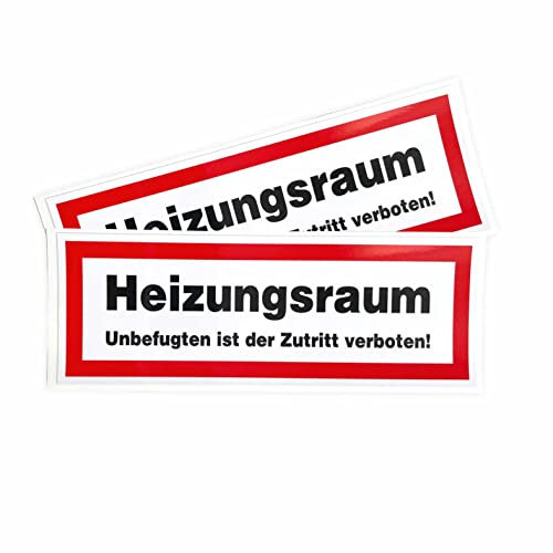 Aufkleber Heizungsraum 21x7,5 cm - für Außen- und Innenbereich - Heizungsraum Sticker