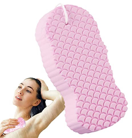 shangjia Spugna esfoliante per Corpo - Spugna da Bagno Super Soft Exfoliator con Cordino - Spugna per Doccia Morbida Riutilizzabile per Corpo da Bagno, rimozione della Pelle Morta in Spugna