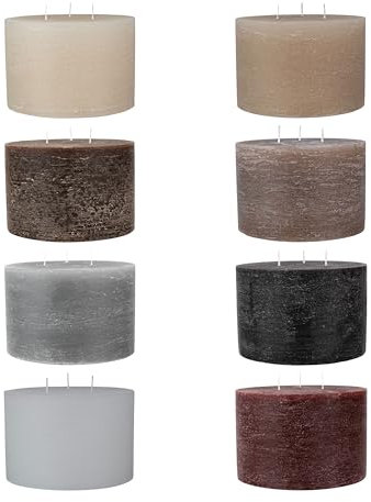 holiki rustikale Dreidochtkerze in Braun - ⌀15cm rund 10cm hoch I große Stumpenkerze Mehrdochtkerze Kerze mit langer Brenndauer - geruchlos unparfümiert