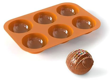 Chocolate Bombs - Halbkugel Silikonform für große Pralinen, Eiswürfel & Backen - 6 Figuren - Weihnachten Christmas Motto-Party (1er Pack)