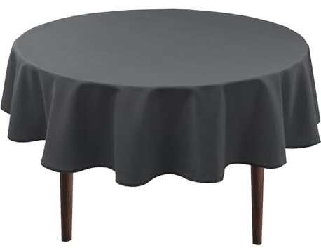 Hiasan Grau Wasserabweisend Tischdecke aus Polyester,Rund120cm,Anti-Falten Tischtuch,geeignet für Küche,Restaurant,Hochzeit