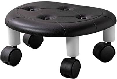 perfk Tabouret Roulant de Faible Hauteur Tabouret de pédicure Petit Repose-Pieds Confortable Mini Tabouret Mobile Robuste Tabouret de siège à roulettes Bas, Noir