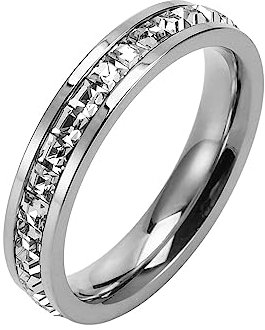 Ayoiow Edelstahlring Damen Silber Verlobungsring Damen Ewigkeit