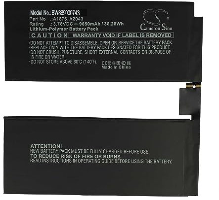 vhbw Akku kompatibel mit Apple iPad Pro 12.9 3 A1895, A1876, A2014, A1983 Tablet Pad (9650 mAh, 3,76 V, Li-Polymer)