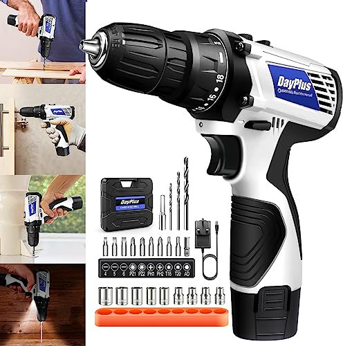 Cordless Drill Driver Electric Combi Drill Kit 16.8V Compact Li-Ion Battery Powered Drill Electric Screwdriver w/23pcs Acessories and Carrying Case for Drilling and Tightening/Loosening Screws