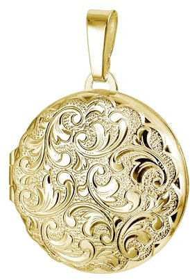 JEVELION Medaillon 333 Gold runder Amulett Anhänger für 2 Bilder zum Öffnen mit Schmuck-Etui + Halskette