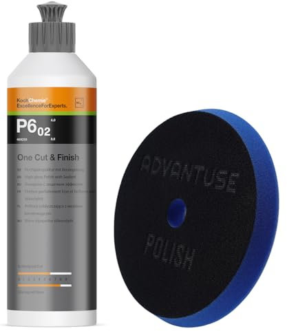 ADVANTUSE - Polierpads Polierschwämme Poliersets für Exzenter- und Rotationspoliermaschine (Koch Chemie P6.02 250ml + One Step Pad 125mm)