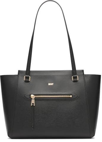 DKNY Damen Chelsea Medium Tote Bag Tragetasche, Schwarz/Gold