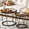 Hzuaneri Couchtisch Rund, Couchtisch 2er Set, Wohnzimmertisch, Sofa Beistelltisch, Modern, Abnehmbare Tischplatte, Kleiner Beistelltisch für Wohnzimmer, Balkon, Vintagebraun-Schwarz CT13501B