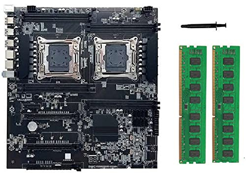 Lisher Scheda madre X99 - Scheda madre a doppia presa LGA2011-3, supporto per doppia CPU e scheda madre RECC DDR4 + 2 DDR4 4G 2666 MHz RAM + grasso termico