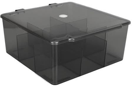 Huairdum Grids Plastic Organizer Box, Neatly Store Large Capacity Easily Access Flip Grids Organizer Box with Dividers for Contact Lenses (Light Gray)