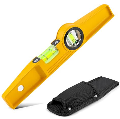 QualiapeX 10 Inch Aluminum Die-Cast Magnetic Torpedo Level, Magnetic Professional Scaffolding Spirit Level, Torpedo Level with Rare Earth Magnet 250MM and Holster
