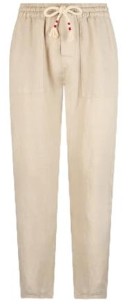 Saint Barth, Pantalone Modello Jogging in Lino Vita Elastica Leggero. CALAIS-PantLungoLino-10Sabbia Taglia L