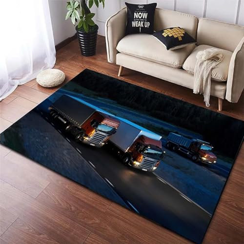 Tepiche Moderne, Top-Truck Wohnzimmer Teppich, 120 X 160 Cm / 47,24 X 62,99 Zoll Kurzflor Teppich,Teppiche Für Kinder,Waschbarer Teppich,Geeignet Für Wohnzimmer Schlafzimmer 3D Teppich -9K8S1J1O3Q2M2X