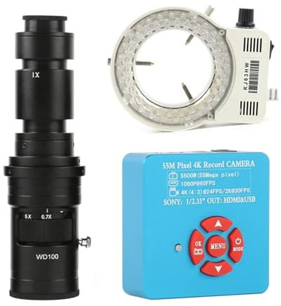 Cámara de microscopio Industrial con Video HDMI, USB, 4K, 2K, 55 MP, Condensador de teléfono, BGA, CPU, SMD, Chip, Soldadura, reparación, microscopio de Video(500x Lens with Light)
