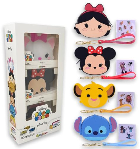 #sbabam Funny Box Disney Tsum Tsum Hand Bag, Bolso para Niñas y Chicas con Personajes Disney, Gadget de Cumpleaños para Niñas con Stickers y Cinta