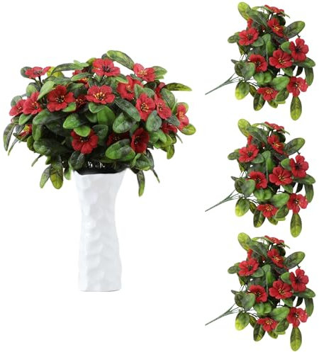 astylishome Blumenstrauss Künstlich Rot UV Beständige Blumen Künstliche Kunstblume für Zuhause Hochzeit Garten Balkon Tischdekoration 30 Bündel Rot 1513
