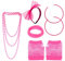ZEYIYER 80er Jahre Accessoires Damen, 80er Jahre Outfit Damen Mottoparty, Blumenstirnband Perlenkette Ring Spaltring Handschuhe Transparente Ohrstöpsel für Karneval Fasching