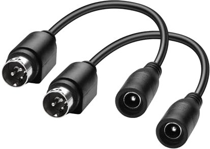 PNGKNYOCN Cable Corto de alimentación de Corriente Continua DIN 5,5 x 2,1 mm de 3 Pines de 17cm para el Cargador del Sistema de Cámara de Circuito Cerrado de televisión (2-Pack)