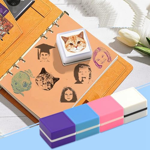 Personalisierte Self Inking Face Stamp Benutzerdefinierte Student Kinder Geschenk Kundenspezifische Bild Gummistempel Weihnachtsgeschenke zur Tochter von Mama Papa Graduation Geschenke