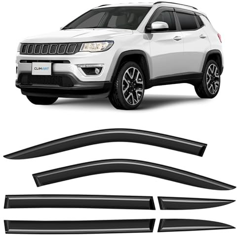 Clim Art Adesivo Deflettori antiturbo Compatibile con Jeep Compass 2016-2025 - Accessori auto - Deflettori finestrini - Deflettore aria auto - Protezione meteo - Facilità di installazione - 6PZ N