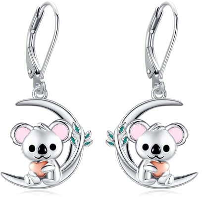 ONEFINITY Koala Ohrringe 925 Sterling Silber Koala Tropfen Ohrringe Tier Ohrringe Niedlich Koala Schmuck Geschenk für Frauen