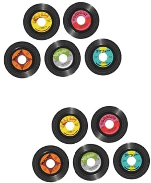 Gadpiparty 2 Sätze Vinyl Schallplatten Wandregal CD Wanddekoration Plattenspieler Plattenspieler Musik Wandkunst Bar Wandaufkleber Weiße Permanente Vinyl Topper 5 Stück * 2