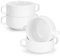 Aramanara 4 Pcs 8.8 oz Soup Bowls with Handles, Ceramic French Onion Soup Bowls, White Serving Bowls for Dessert, Baking, Pudding, Cereal, Snack, Fruit