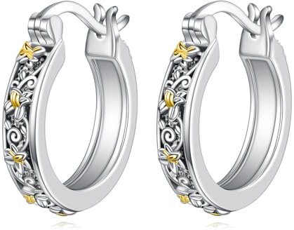 VONALA Lilie Filigrane Ohrringe für Frauen 925 Sterling Silber Lilie Blume Ohrringe Kleine Huggie Ohrringe Blumenschmuck