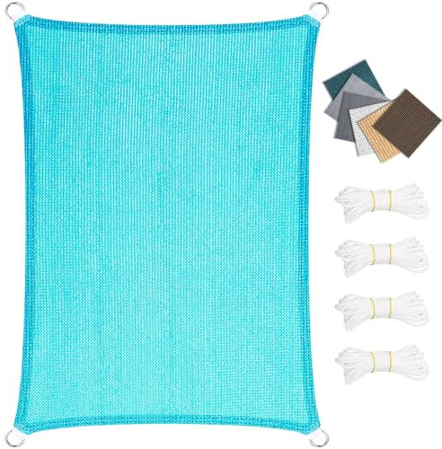 Sonnensegel Sonnenschutz Wetterschutz 460 x 600 cm, Sonnenschutz 98% UV Schutz Windschutz Reißfest Wetterfest, Sonnenschutz Markise mit Kordel, für Terrasse Garten, Himmelblau