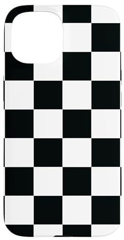 Hülle für iPhone 15 Schwarz Weiß Kariert Ästhetisches Schachbrett Preppy Check